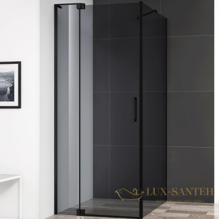 душевой уголок cezares slider slider-ah-1-100-90/100-grigio-nero 100x100 профиль черный матовый, стекло тонированное
