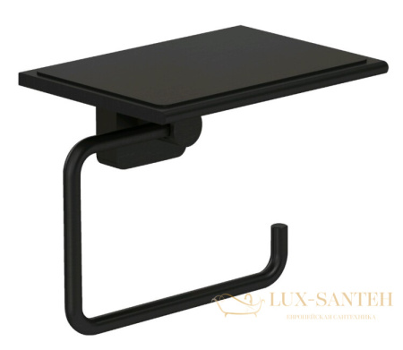 держатель для туалетной бумаги с полкой для телефона  kludi vela s, 2597139, черный матовый