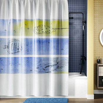 штора wasserkraft inn sc-43101 для ванной комнаты, белый, голубой, желтый, синий