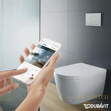 унитаз подвесной безободковый duravit sensowash starck f lite 650001012004310 с электронной крышкой sensowash, белый глянцевый