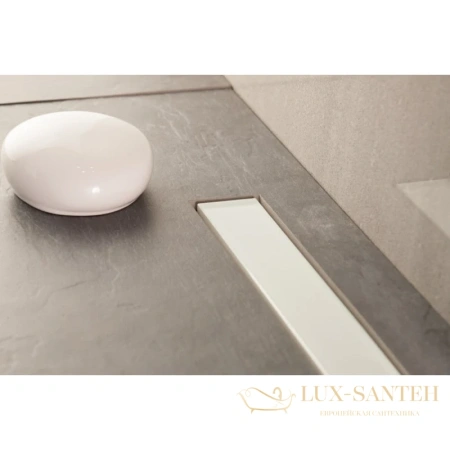 душевой канал bettoserb confluo frameless white glass line 13701216 950 мм, матовый хром, белый глянец