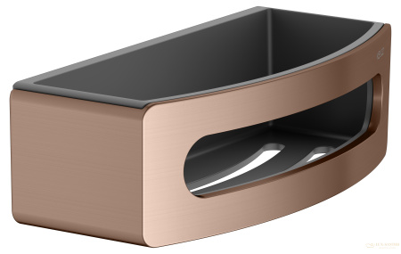 полка для душа keuco elegance 11658290001, с пластиковой вставкой, золото красное шлифованное/антрацит