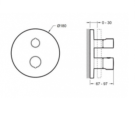 термостатический смеситель jacob delafon modulo e75386-cp для душа, хром