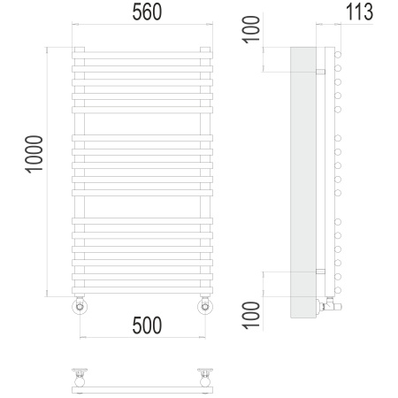 полотенцесушитель водяной terminus кремона 4670078530677 п16 500x1000