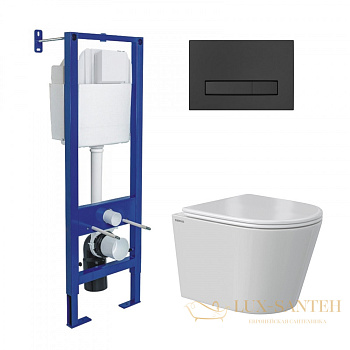 комплект berges 043382: подвесной унитаз vita с системой инсталляции atom 410 и панелью смыва, черный матовый