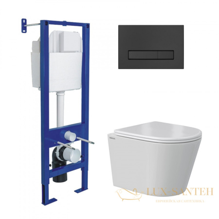 комплект berges 043382: подвесной унитаз vita с системой инсталляции atom 410 и панелью смыва, черный матовый