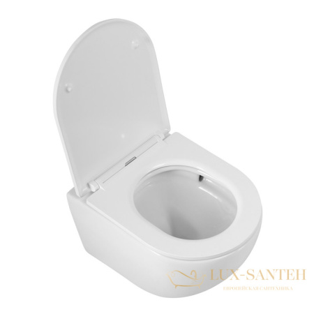 унитаз подвесной cezares relax czr-38088-49-th-tor/sc, безободковый, смыв торнадо, с сиденьем микролифт, белый