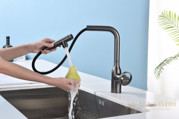 смеситель для кухни под фильтр с выдвижным изливом paulmark urban ur213104-b, беретта в