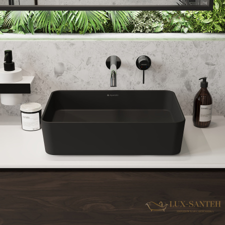 раковина накладная aqueduto espiral, esp0440, прямоугольная 370*500, черный матовый