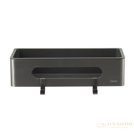 полка для душа lemark shelf line 9776045, 295 мм, с крючками и вставкой из пластика, графит