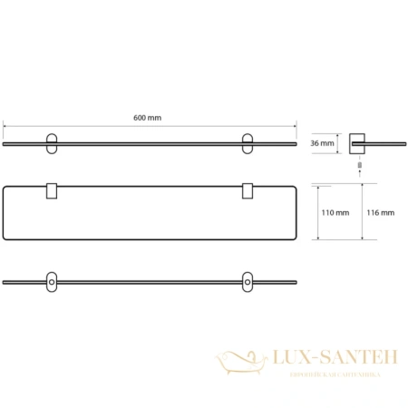 полка стеклянная bemeta organic 167102240 60 см, черный матовый