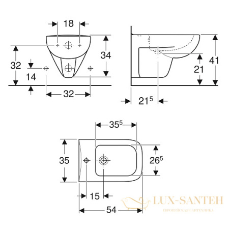 биде geberit renova plan 232150000 подвесное, белый