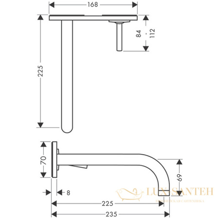 смеситель встраиваемый для раковины, axor uno, 38115000, (внешняя часть), хром