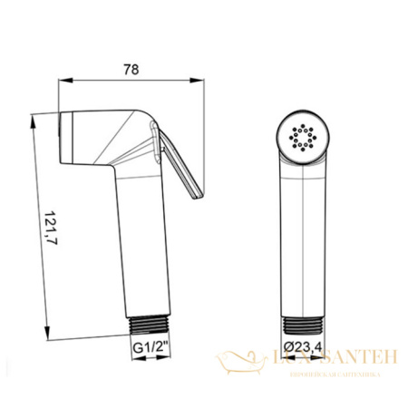 гигиенический комплект с прогрессивным смесителем almar atthis, e136009.nb, внешняя часть, никель брашированный