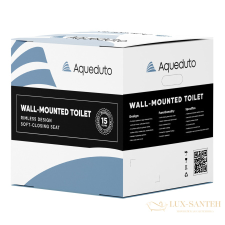 унитаз подвесной aqueduto cone, con0110, 525*360 безободковый, сиденье с микролифтом, черный матовый