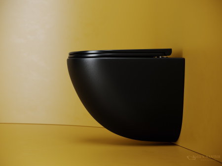 унитаз подвесной ceramica nova vogue, cn4008tmb, смыв торнадо, безободковый, с сиденьем микролифт, черный матовый