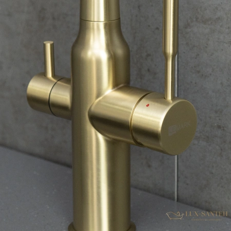 смеситель для кухни lemark expert lm5083lgn-black, с гибким изливом и подключением к фильтру с питьевой водой, золотой/черный