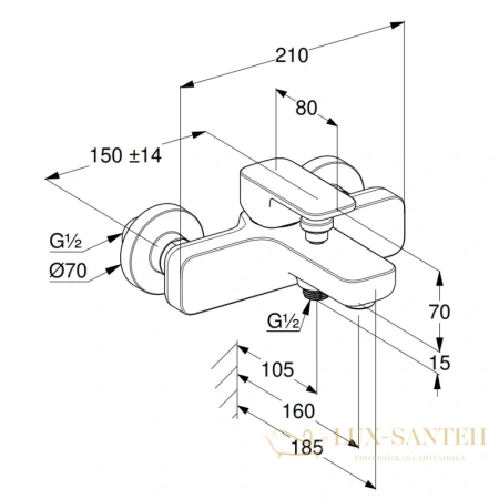 смеситель kludi renon 426910575 для ванны, хром