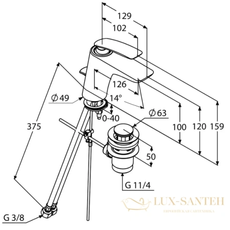 смеситель для раковины kludi balance white 520239175 с донным клапаном, хром/белый