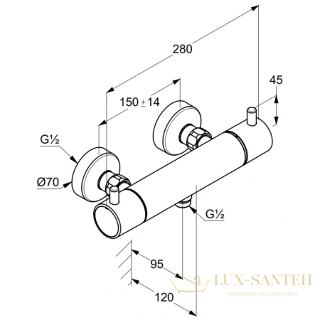 смеситель kludi bozz 352033938 для душа с термостатом, черный матовый