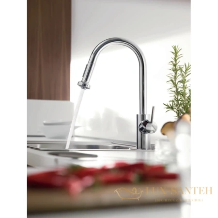 смеситель для кухни с выдвижным душем hansgrohe talis s2 variarc 14877000