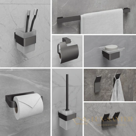 ёршик для унитаза lemark smooth line 9766021 с держателем, графит