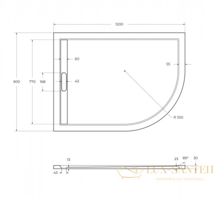 экран для поддона из искусственного мрамора cezares tray-as-rh-100/80-100-scr-r, белый