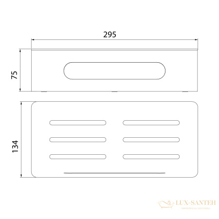 полка для душа lemark shelf line 9776045, 295 мм, с крючками и вставкой из пластика, графит