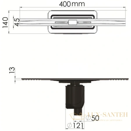 душевой канал berges simpel 090010 400 мм, матовый хром