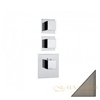 термостат  для душа встраиваемый highflow, bossini cube, z032203.094, на 2-4 потребителя, внешняя часть, никель шлифованный