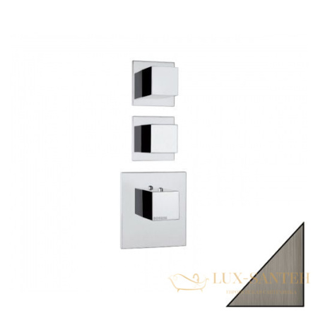 термостат  для душа встраиваемый highflow, bossini cube, z032203.094, на 2-4 потребителя, внешняя часть, никель шлифованный