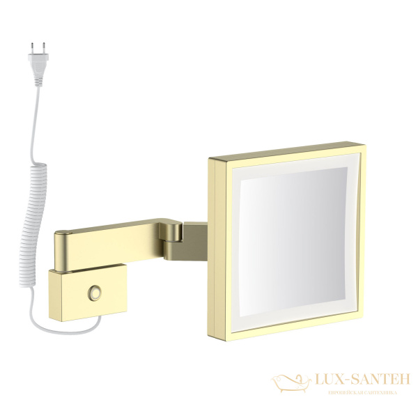 косметическое зеркало timo saona 17074/17, х-5 кратное увеличение, 220 в, холодный свет, с возможностью скрытого подключения, золото матовое