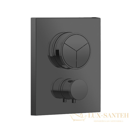 термостат для душа встраиваемый almar core, e176683.ab, на 3 выхода, внешняя часть, черный хром брашированный pvd