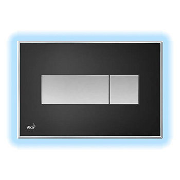 alcaplast кнопка управления с цветной пластиной, светящаяся кнопка черная матовая, свет голубой m1475-aez111