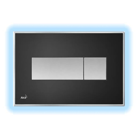 alcaplast кнопка управления с цветной пластиной, светящаяся кнопка черная глянцевая, свет голубой m1474-aez111