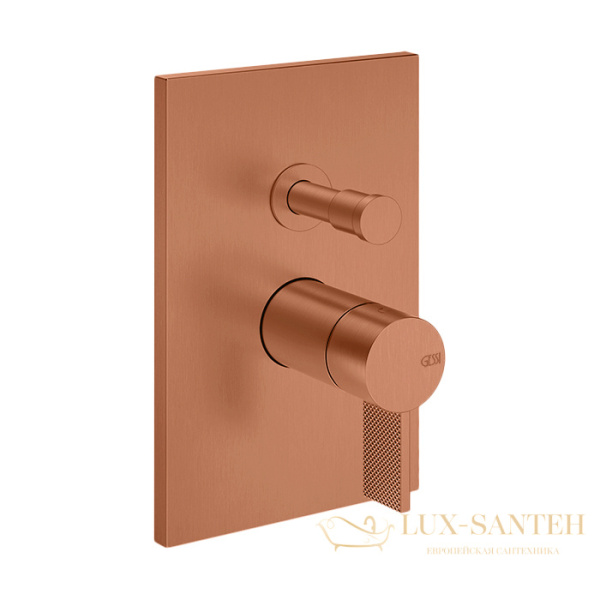 смеситель для душа встраиваемый gessi inverso diamantato 73679.708, на 2 выхода, copper brushed pvd