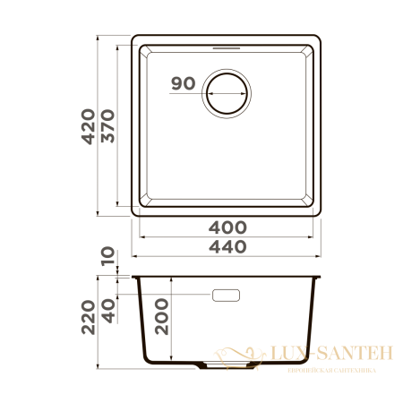 кухонная мойка omoikiri kata 44-u-sa artgranit х бежевый, 4993423