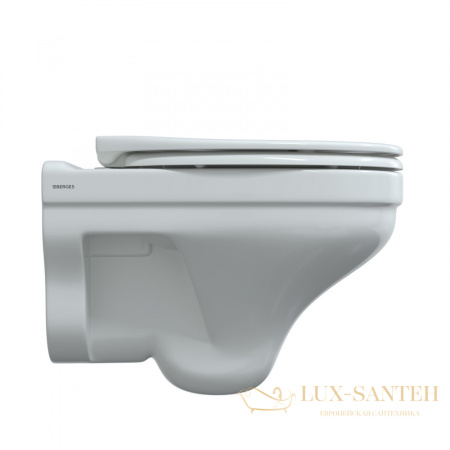 унитаз подвесной berges albit s 082146 безободковый, с сиденьем микролифт optim so, белый