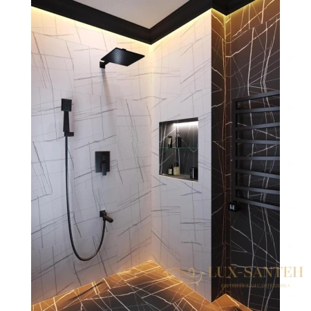 душевой комплект timo selene sx-3069/03sm 215 мм, черный матовый