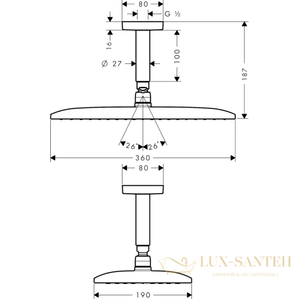 верхний душ hansgrohe raindance e 360 air 1jet хром 26604000