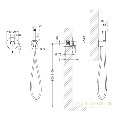 гигиенический комплект timo saona 2389/13sm, никель брашированный