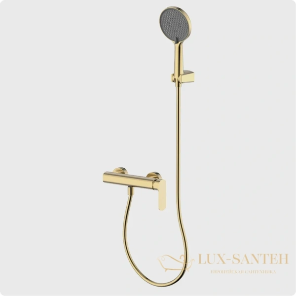 смеситель для  душа aquame monza aqm6313gm, с душевым набором, золото брашированное