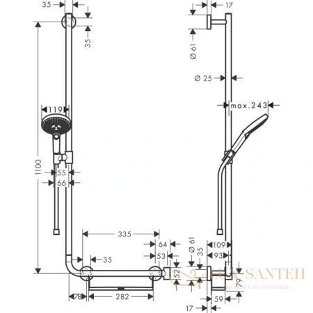 душевой гарнитур hansgrohe raindance select s 26324000 хром