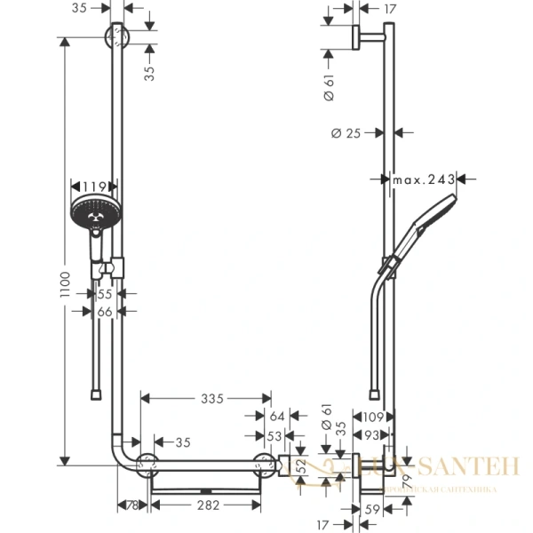 душевой гарнитур hansgrohe raindance select s 26324000 хром