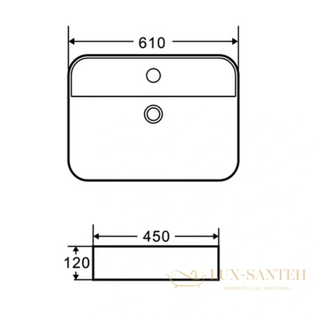 раковина накладная aquame aqm5003, 610*450 мм, 1 отверстие под смеситель, белый глянцевый