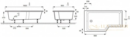 акриловая ванна jacob delafon bain douche neo 160x90 l e6d000l-00