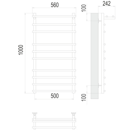 полотенцесушитель водяной terminus ватра 4670078529497 с полкой п8 500x1000