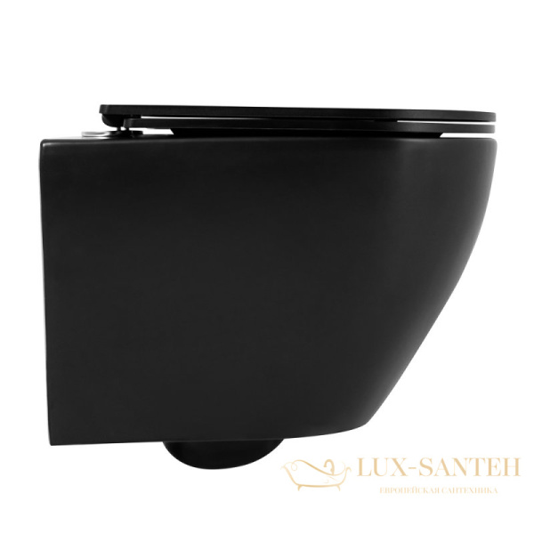 унитаз подвесной безободковый charus estella rimless ewc700-121b, с быстросъемной крышкой с сиденьем, микролифт, черный матовый