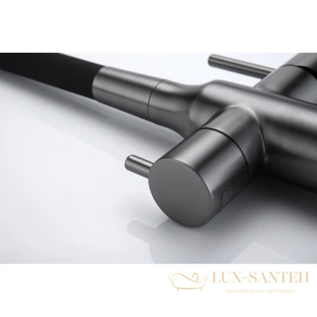 смеситель paulmark salix sa213419-gm для кухни с подключением к фильтру, вороненая сталь