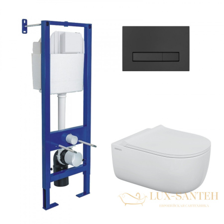 комплект berges 043357: подвесной унитаз ego xl с системой инсталляции atom 410 и панелью смыва, черный матовый